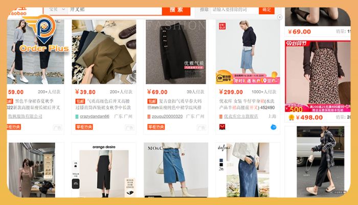 Link mua chân váy xẻ tà Trung Quốc trên sàn TMĐT